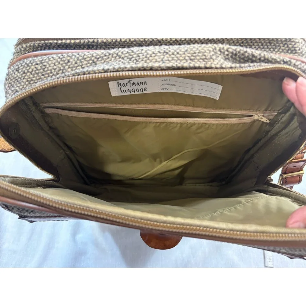 Vintage Hartmann Messenger Bag Leather and Tweed Buckle Shoulder Strap